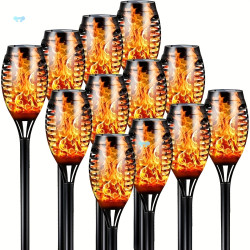 Solar Torch Lights with Flickering Flame, 12 Pack Outdoor