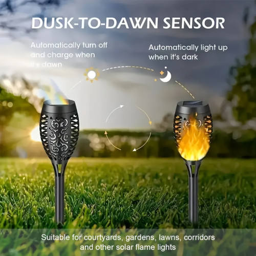 Solar Torch Lights with Flickering Flame, 12 Pack Outdoor