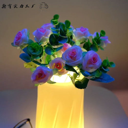 2023北歐高顔值LED節能可發光花瓶塑膠擺件家居台面裝飾小夜燈