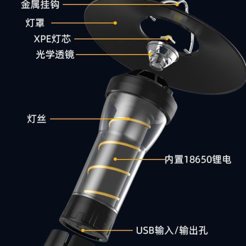 復古野營燈多功能露營燈戶外充電款手提馬燈鎢絲燈罩掛鉤帳篷燈