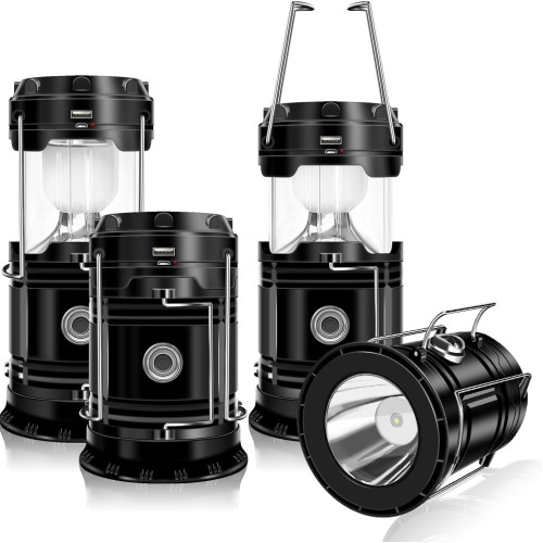 4 Pack Solar Camping Lantern Collapsible led Solar usb