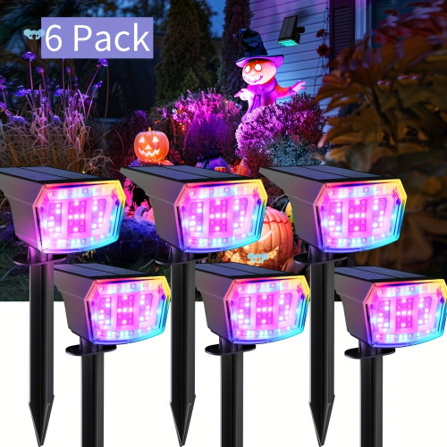 6 Pack Multicolor Solar Spot Lights Outdoor, 9 Lighting