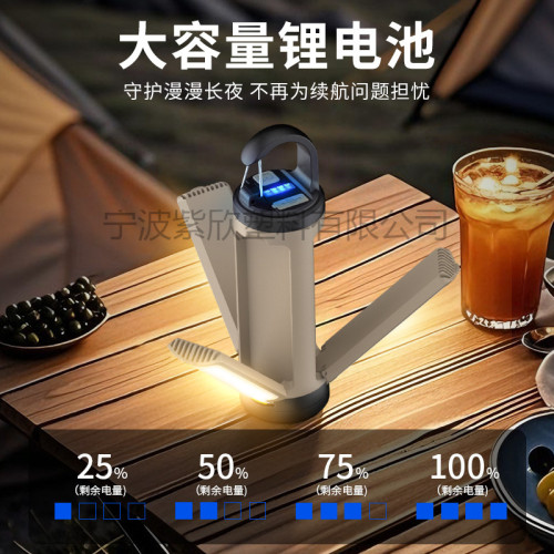 新款戶外LED露營燈TYPE充電三葉便帶攜掛鉤多功能野營帳篷燈