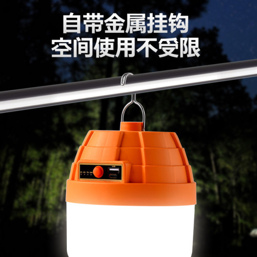 LED露營充電燈 新款金字塔充電燈泡野營長續航超亮夜市擺攤燈