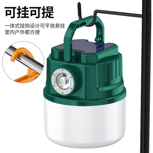 LED多功能太陽能露營燈家用應急夜市地攤燈戶外USB充電野營擺E18
