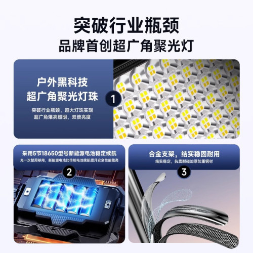 超亮LED充電照明燈夜市燈戶外露營燈長續航地攤燈家用停電應急燈