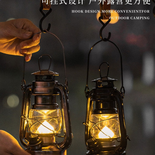 充電復古煤油馬燈露營燈超長續航戶外野營氛圍照明燈天幕帳篷掛燈