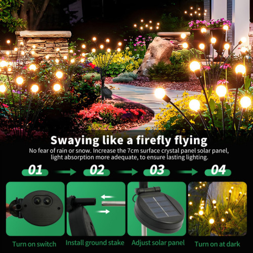Pack 16 LED Solar Swaying Path Lights Sway By Wind IP65