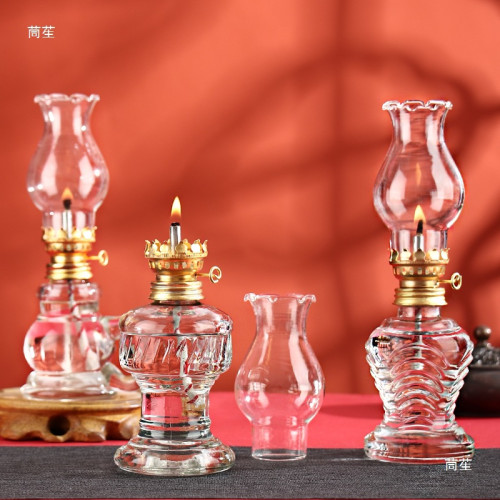 戶外老式復古煤油明火水燈透燈棉燈芯燃油燈供彿蠟燭台老洋油燈