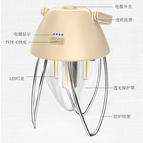 復古led露營燈野營燈usb充電可攜式掛式戶外照明燈多功能營地帳篷燈