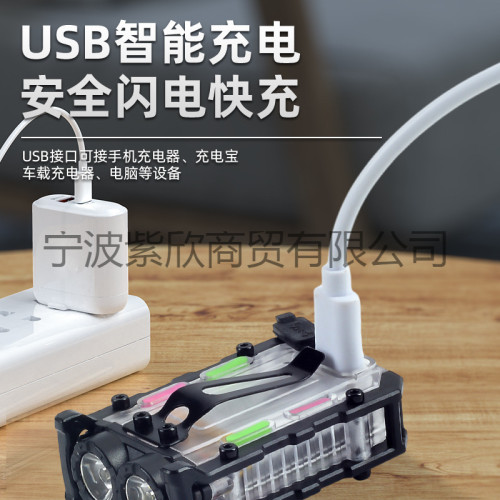 新款迷你可攜式鑰匙釦燈手電筒強光爆亮紅藍警示帽夾燈磁鐵工作燈