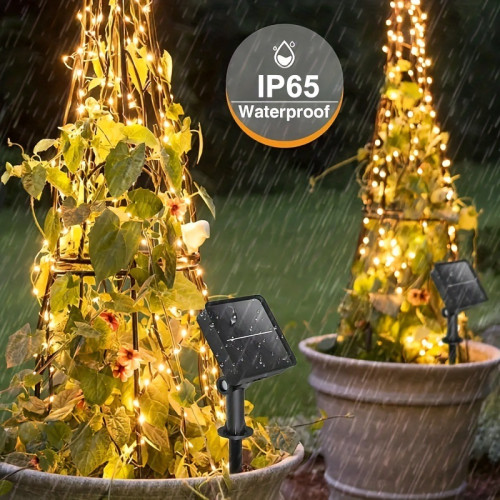2PCS of 104FT (300LED) Solar Outdoor String Lights Flexible