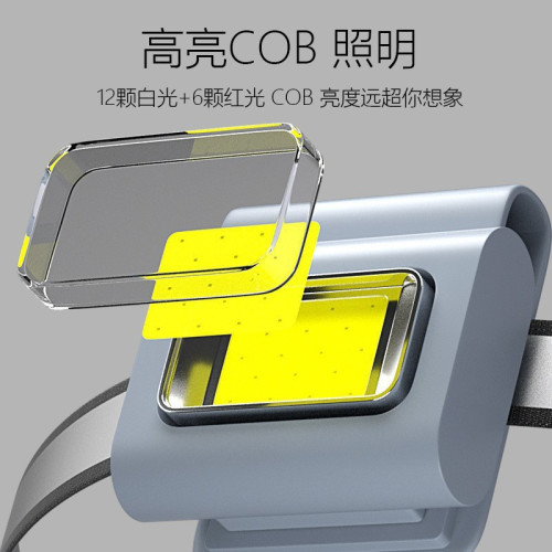 新款多用途帶磁吸TYPE-C充電頭燈 可攜式衣夾跑步COB矽膠工作燈