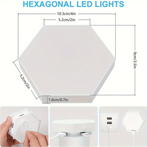 6pcs Power Touch led Hexagon Wall Lights diy Splicing usb