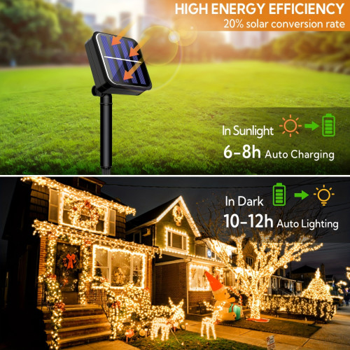 8 Pack Solar Powered Fairy Lights, 33FT 100 LED Outdoor