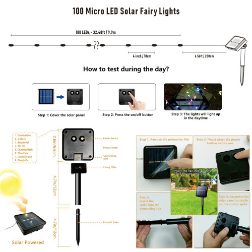 8 Pack Solar Powered Fairy Lights, 33FT 100 LED Outdoor