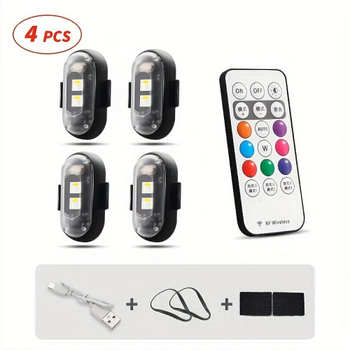 4/6PCS Wires LED Strip Lights 8 Color High Brightness
