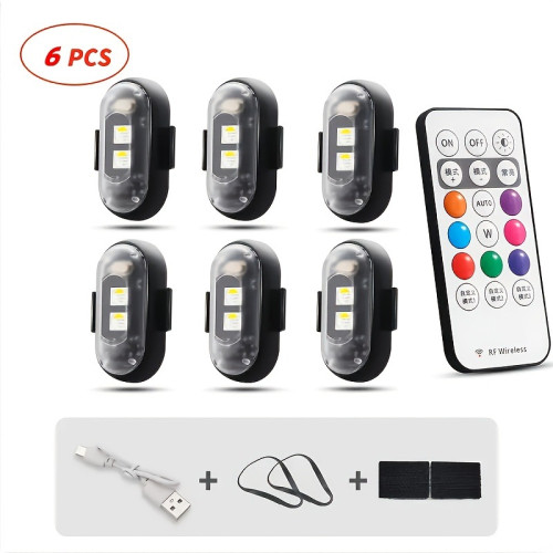 4/6PCS Wires LED Strip Lights 8 Color High Brightness