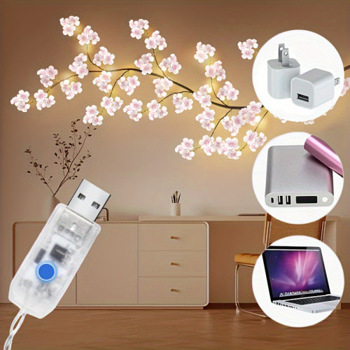 96/144LED Cherry Blossom Chandelier Rattan Light, USB
