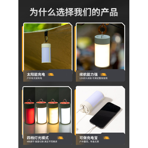 戶外露營燈長續航可攜式照明氛圍燈LED警示燈應急野營行動電源