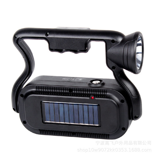 強光手提燈太陽能充電露營燈戶外應急電筒可攜式野營工地照明燈