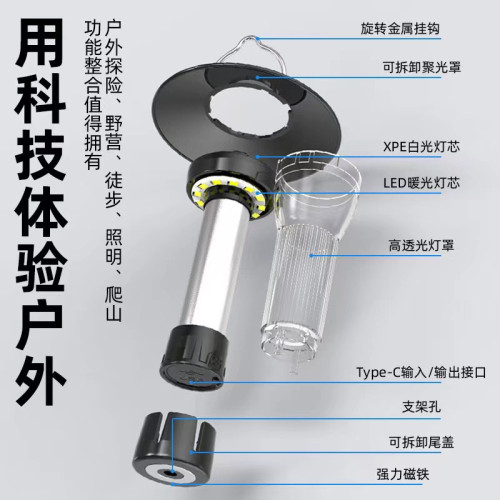 戶外燈塔露營燈野營燈LED多功能營地氛圍燈帳篷燈戶外應急手電筒