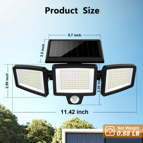 2PCS Solar Outdoor Security Lights with Remote Control,2500