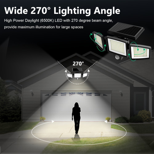 2PCS Solar Outdoor Security Lights with Remote Control,2500