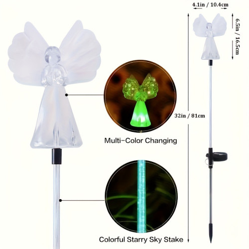 2PCS Outdoor Solar Garden Lights, Solar Angel Decorative