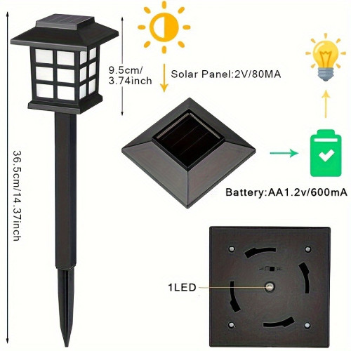 24 solar outdoor lights, 600mA solar path lights, 10 hours