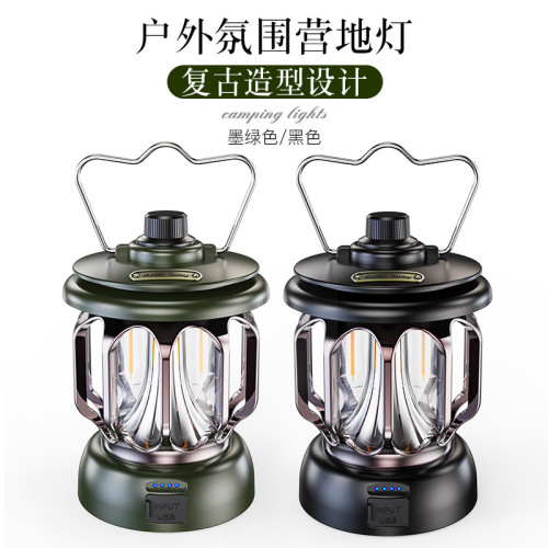 戶外野營燈LED復古馬燈手提帳篷燈便捷式USB充電露營燈