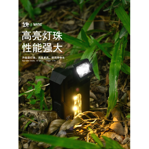 戶外手電筒工作燈新款磁吸工作燈USB充電數顯多角度可旋轉紅藍警