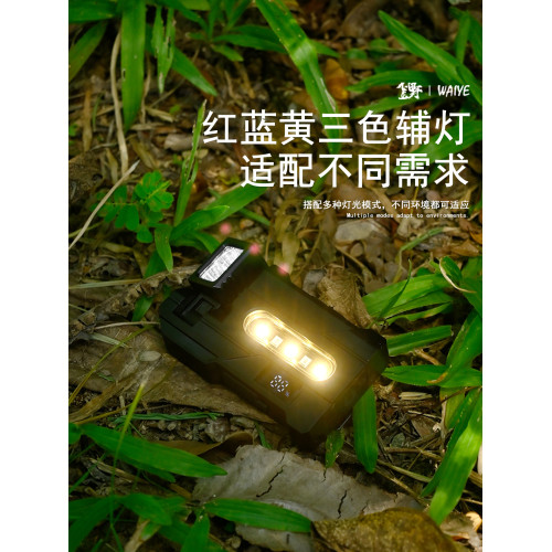 戶外手電筒工作燈新款磁吸工作燈USB充電數顯多角度可旋轉紅藍警
