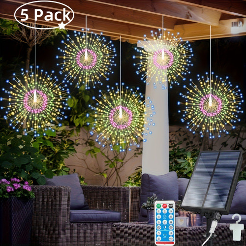 5PCS 450LEDs Solar Starburst Sphere Lights, Firework Lights