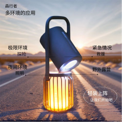 多功能氛圍燈強光爆亮手電筒戶外可攜式車用家用仿真火焰燈露營燈