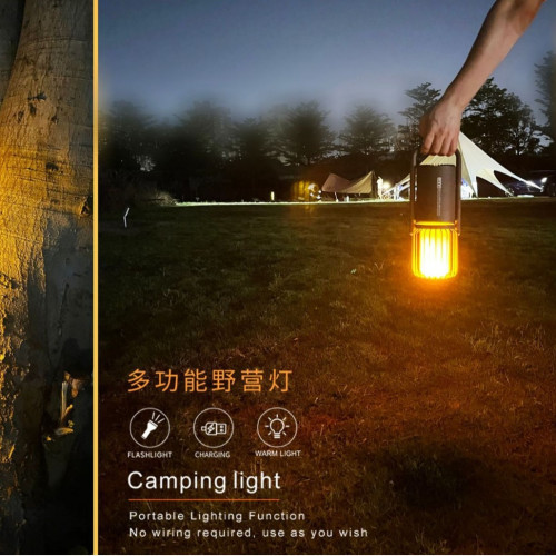 多功能氛圍燈強光爆亮手電筒戶外可攜式車用家用仿真火焰燈露營燈