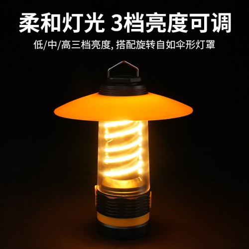 新款戶外露營燈戶外野營遠射照明燈高容量雙螺旋氛圍照射手電