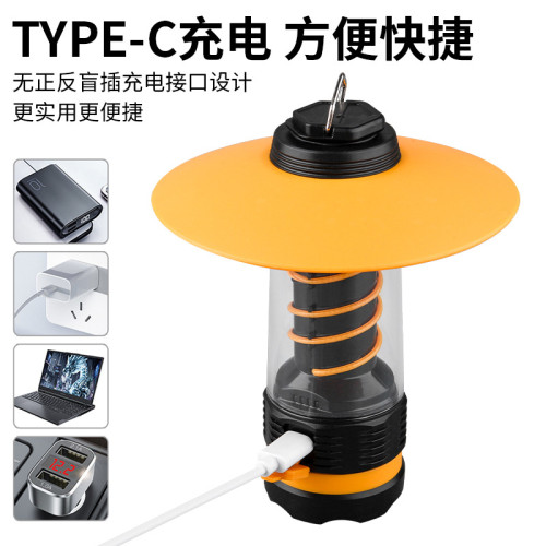 新款戶外露營燈戶外野營遠射照明燈高容量雙螺旋氛圍照射手電