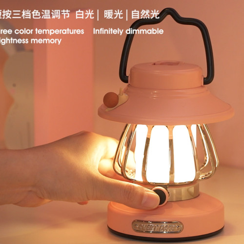 新款戶外露營燈野餐氛圍充電LED復古可攜式時尚臥室台燈手提燈