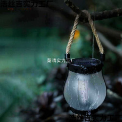 新款太陽能麻繩火焰燈懸掛戶外野營燈充電庭院裝飾多功能照可