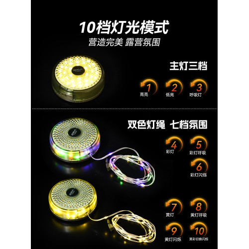 露營燈戶外照明超長續航充電可攜式收納串燈夜野營氛圍卷尺燈