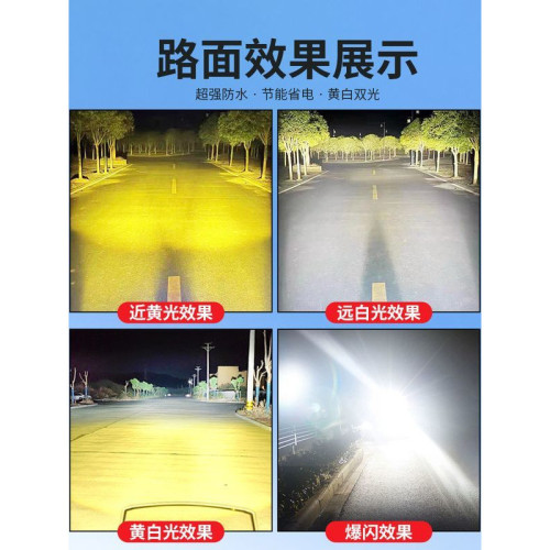 電動車燈摩托車LED爆閃帶透鏡黃白超亮鋪路遠近強光改裝外置大燈