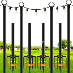 4 Pack 10FT Outdoor String Lights, Waterproof RigID Metal