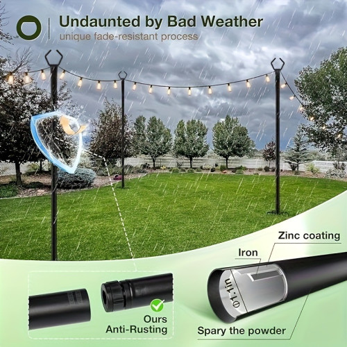 4 Pack 10FT Outdoor String Lights, Waterproof RigID Metal