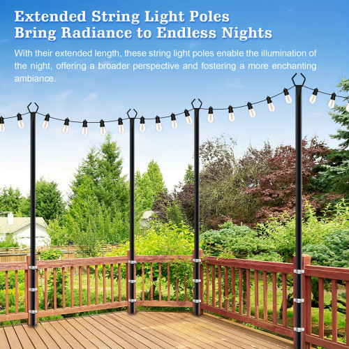 4 Pack 10FT Outdoor String Lights, Waterproof RigID Metal