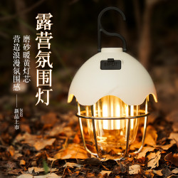 高顔值ins戶外露營氛圍燈蛋殼形帳篷氛圍燈三檔可調快充天幕燈