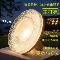 超亮爆款充電磁吸燈地攤燈水晶飛碟燈可攜式隨身懸掛露營燈