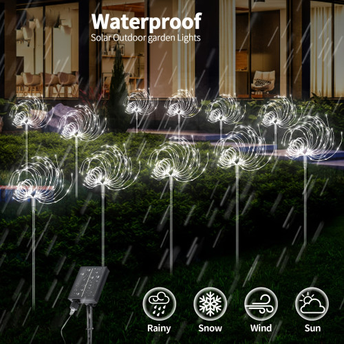 6 Pack Solar Firework Lights, 720 LED Outdoor Garden Lights
