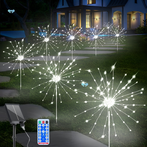 6 Pack Solar Firework Lights, 720 LED Outdoor Garden Lights