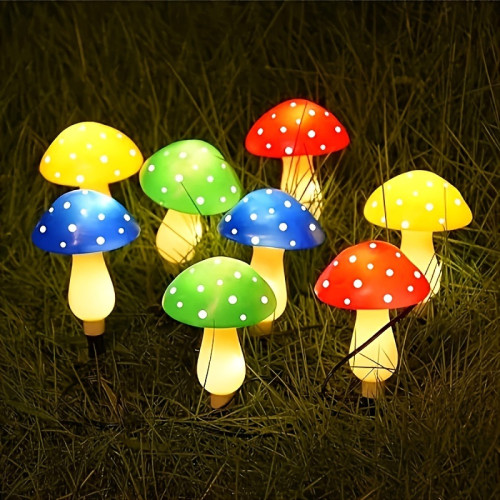 2025新款 Outdoor Lighting 戶外太陽能蘑菇燈多色蘑菇造型